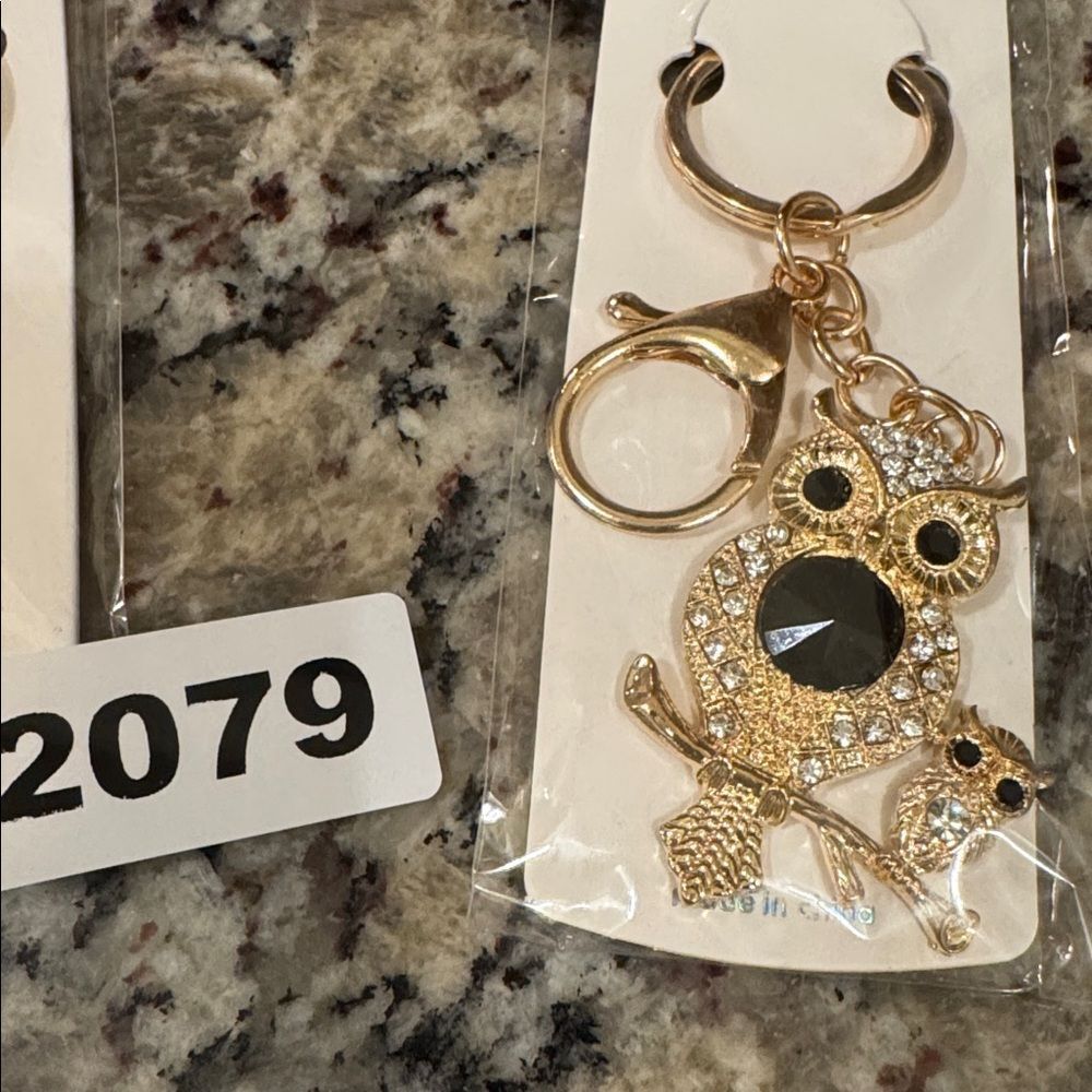 2079 Rhinestone, Owl Key Ring‎ & Bag Charm
